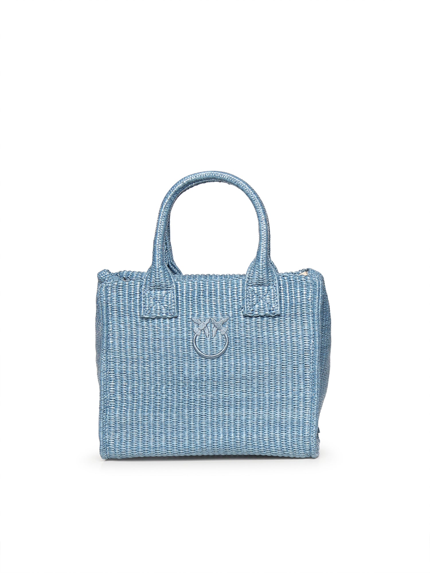Borsa shopper piccola Beach in rafia con logo Love Birds 106832 A39YE5Y PINKO 