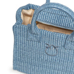 Borsa shopper piccola Beach in rafia con logo Love Birds 106832 A39YE5Y PINKO 