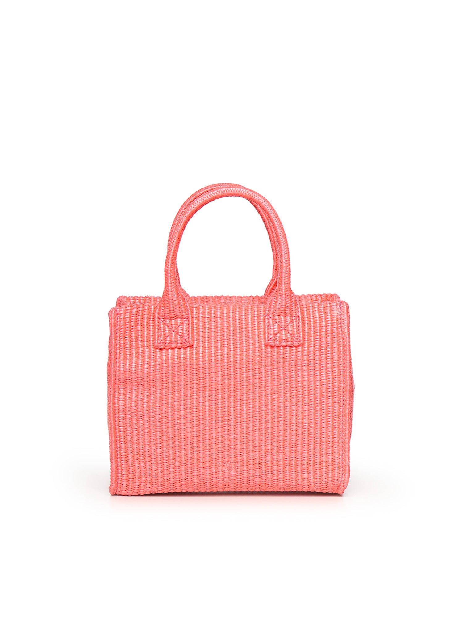 Borsa shopper piccola Beach in rafia con logo Love Birds<BR/> 106832 A39YN17 PINKO 