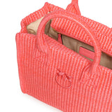 Borsa shopper piccola Beach in rafia con logo Love Birds<BR/> 106832 A39YN17 PINKO 