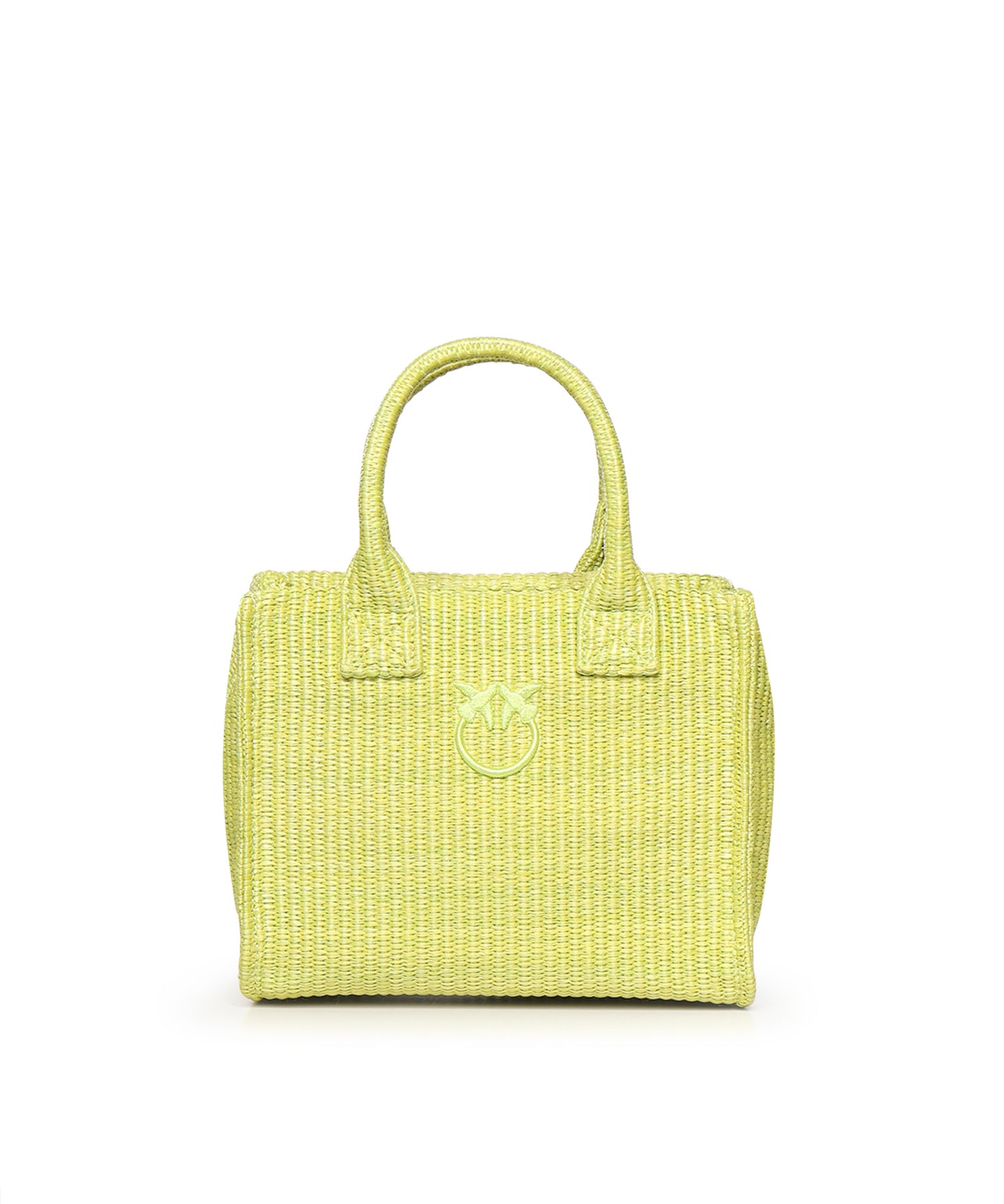Borsa shopper piccola Beach in rafia con logo Love Birds 106832 A39YVV0 PINKO 