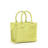 Borsa shopper piccola Beach in rafia con logo Love Birds 106832 A39YVV0 PINKO 
