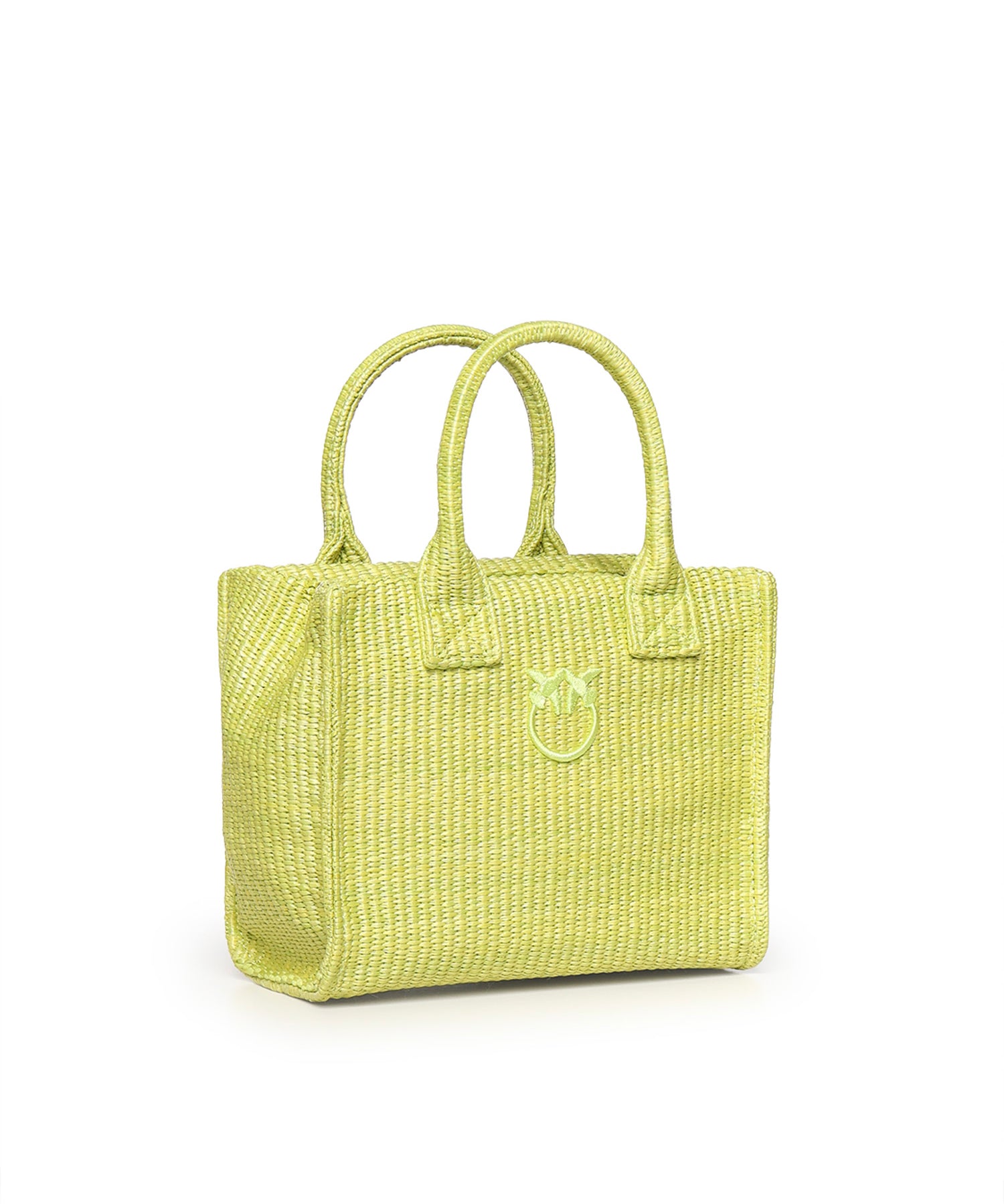 Borsa shopper piccola Beach in rafia con logo Love Birds 106832 A39YVV0 PINKO 