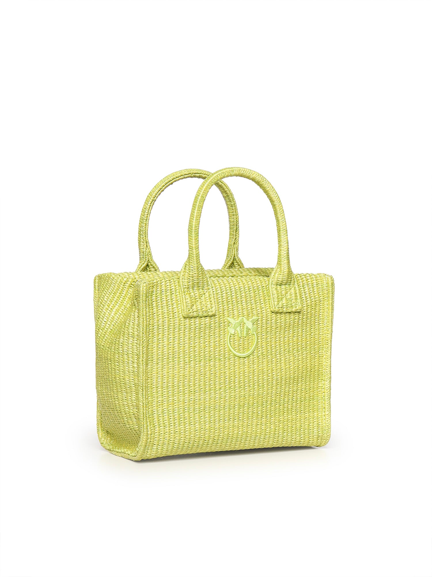 Borsa shopper piccola Beach in rafia con logo Love Birds 106832 A39YVV0 PINKO 