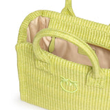 Borsa shopper piccola Beach in rafia con logo Love Birds 106832 A39YVV0 PINKO 