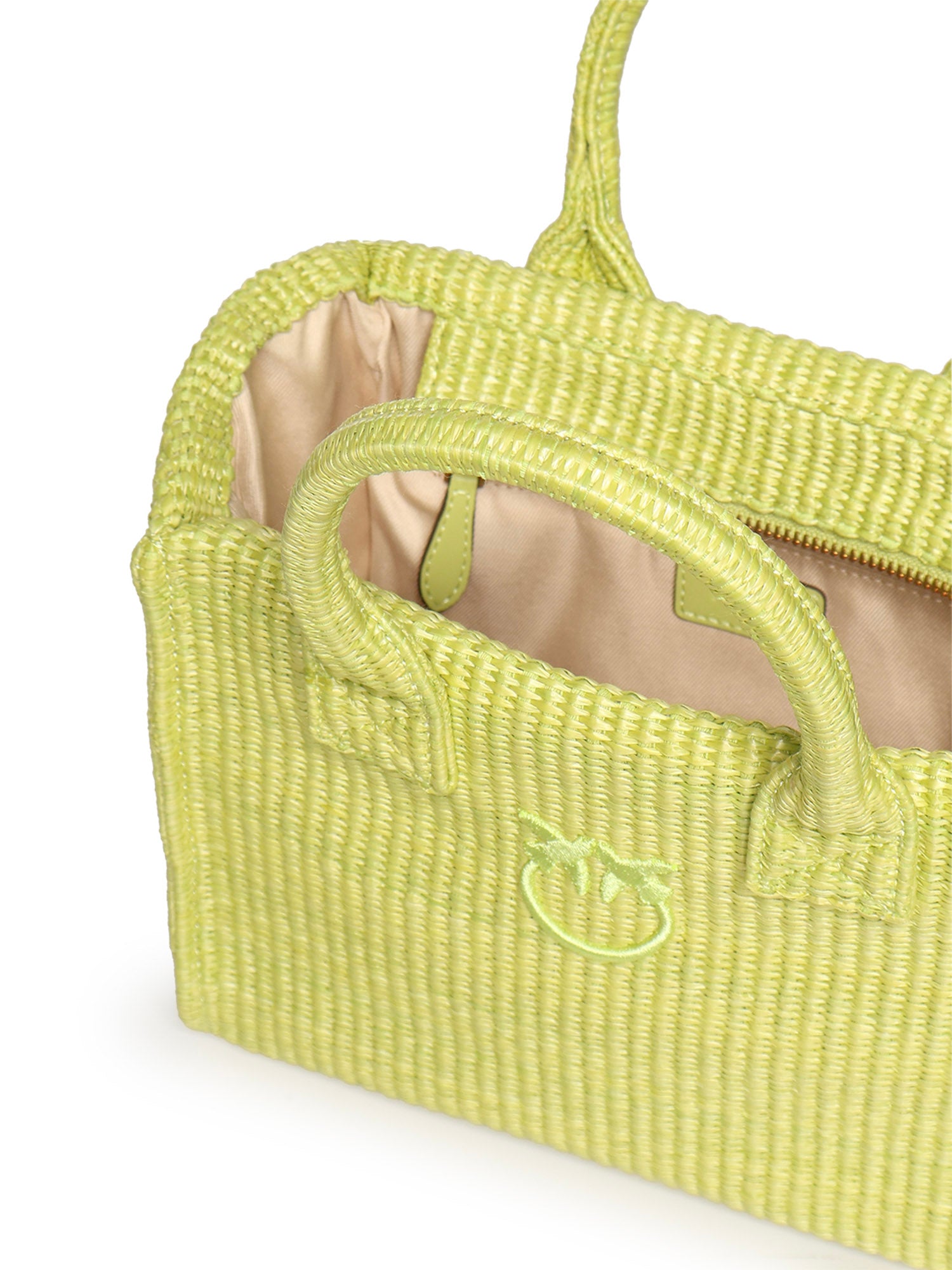 Borsa shopper piccola Beach in rafia con logo Love Birds 106832 A39YVV0 PINKO 