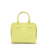 Borsa shopper piccola Beach in rafia con logo Love Birds 106832 A39YVV0 PINKO 
