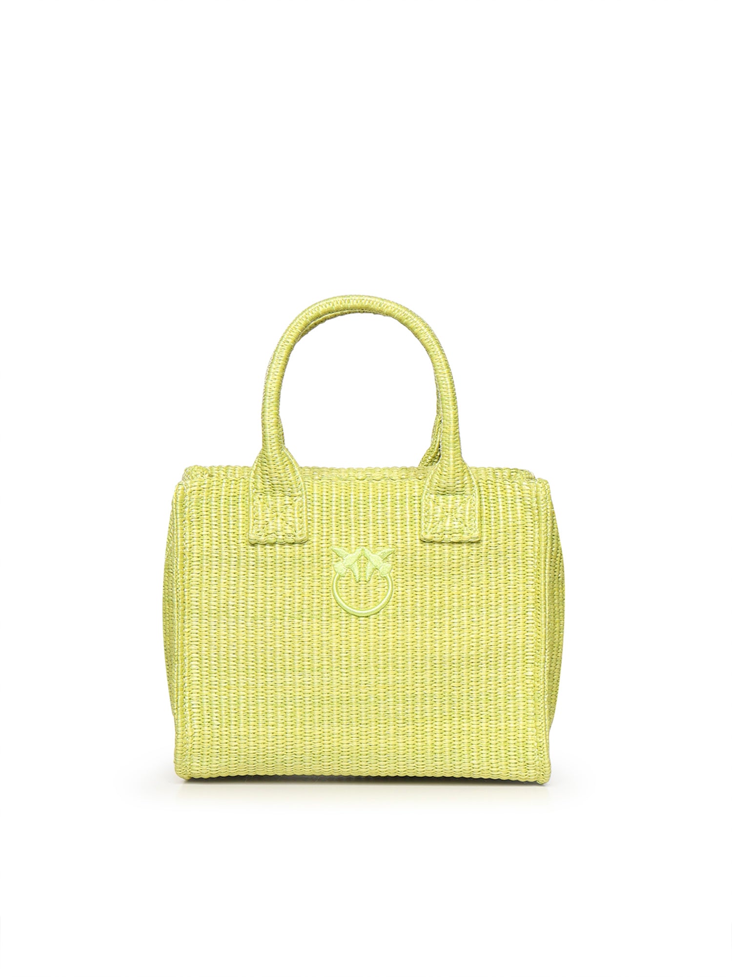 Borsa shopper piccola Beach in rafia con logo Love Birds 106832 A39YVV0 PINKO 