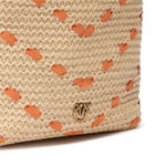 Borsa a tracolla Bucket Mini in rafia con motivo chevron 106835 A391HH9Q PINKO 