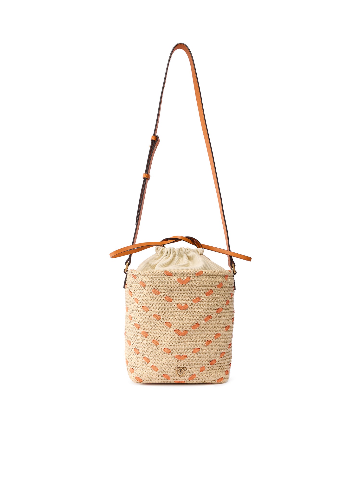 Borsa a tracolla Bucket Mini in rafia con motivo chevron 106835 A391HH9Q PINKO 