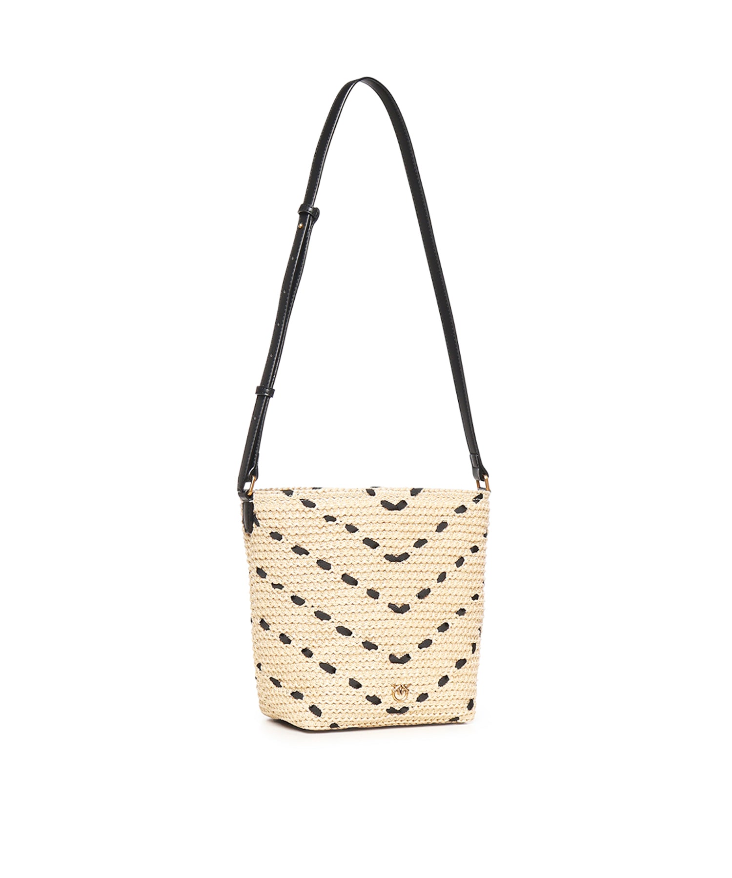 Borsa a tracolla Bucket Mini in rafia con motivo chevron 106835 A391HZ3Q PINKO 