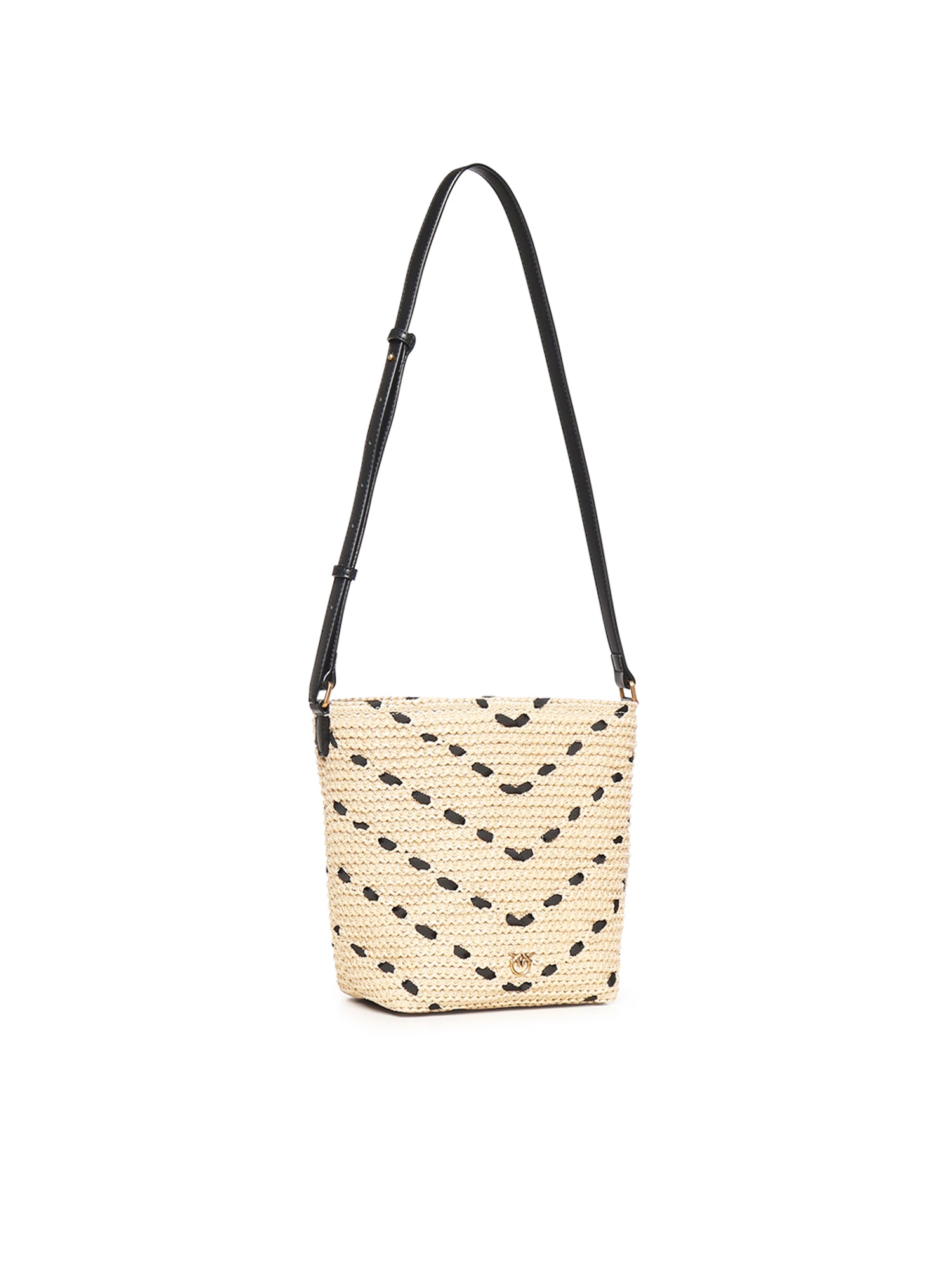 Borsa a tracolla Bucket Mini in rafia con motivo chevron 106835 A391HZ3Q PINKO 
