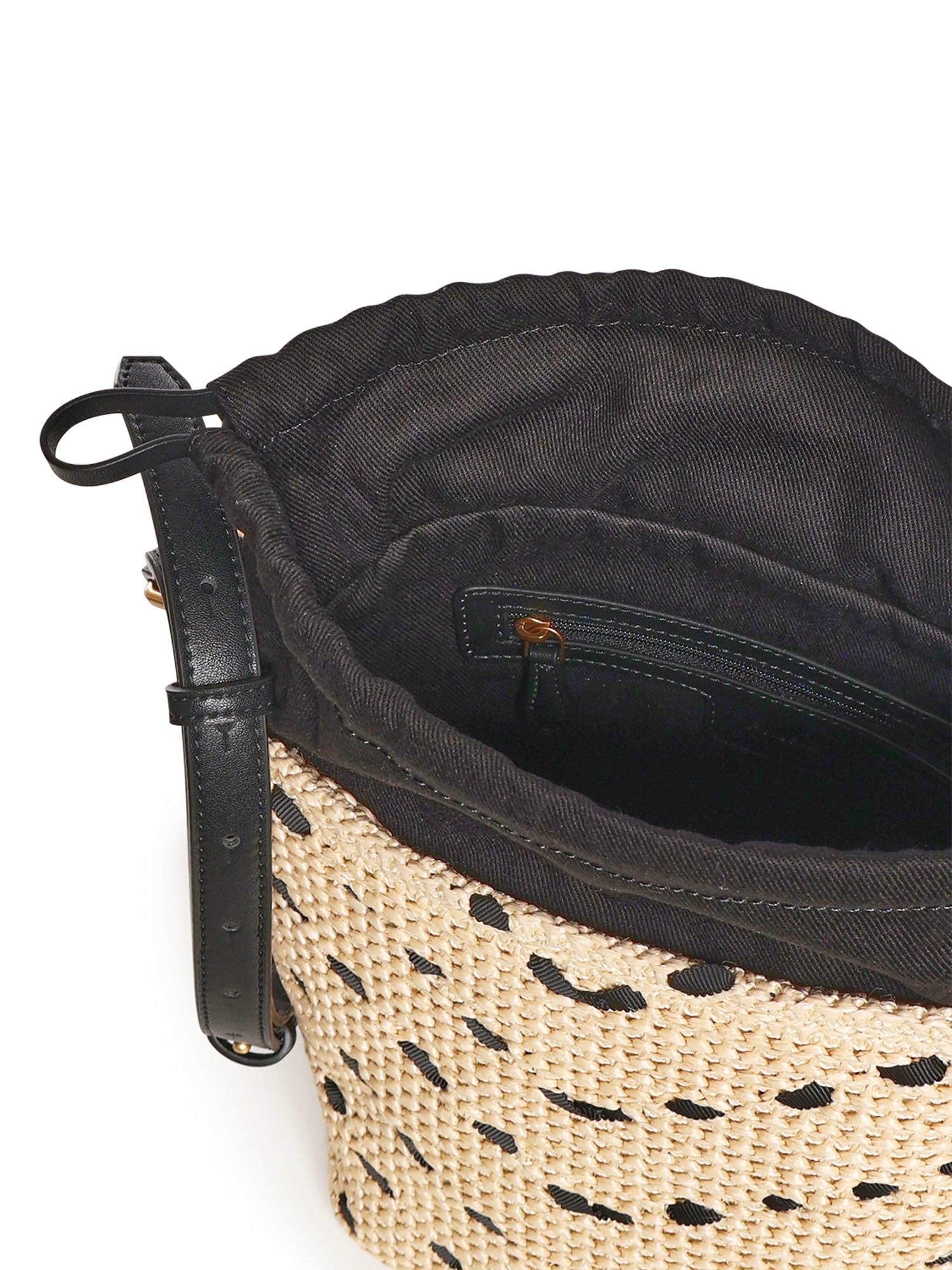 Borsa a tracolla Bucket Mini in rafia con motivo chevron 106835 A391HZ3Q PINKO 