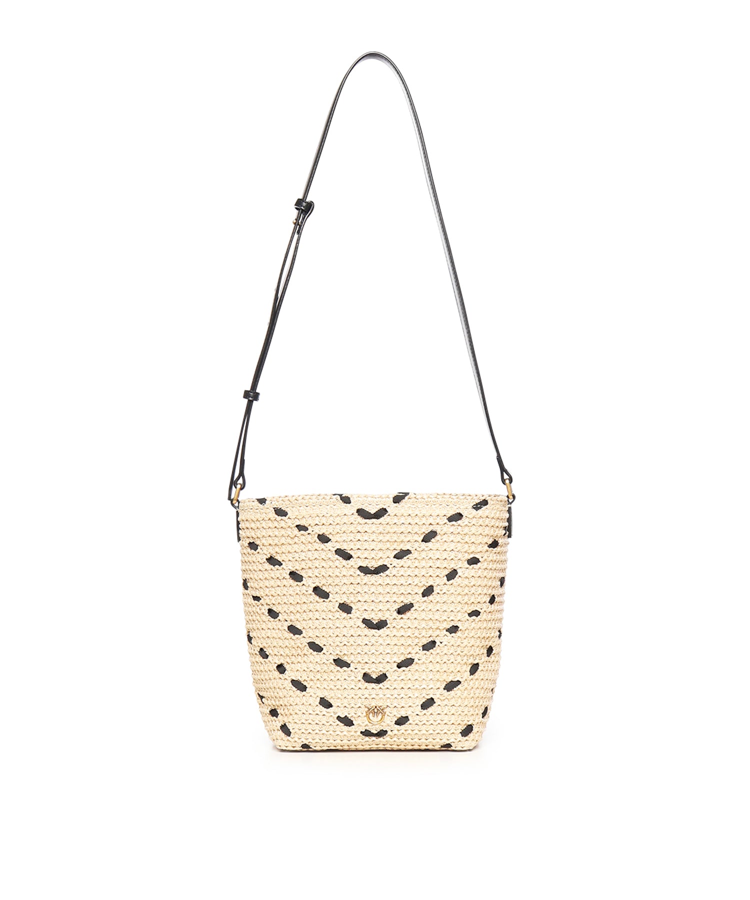 Borsa a tracolla Bucket Mini in rafia con motivo chevron 106835 A391HZ3Q PINKO 