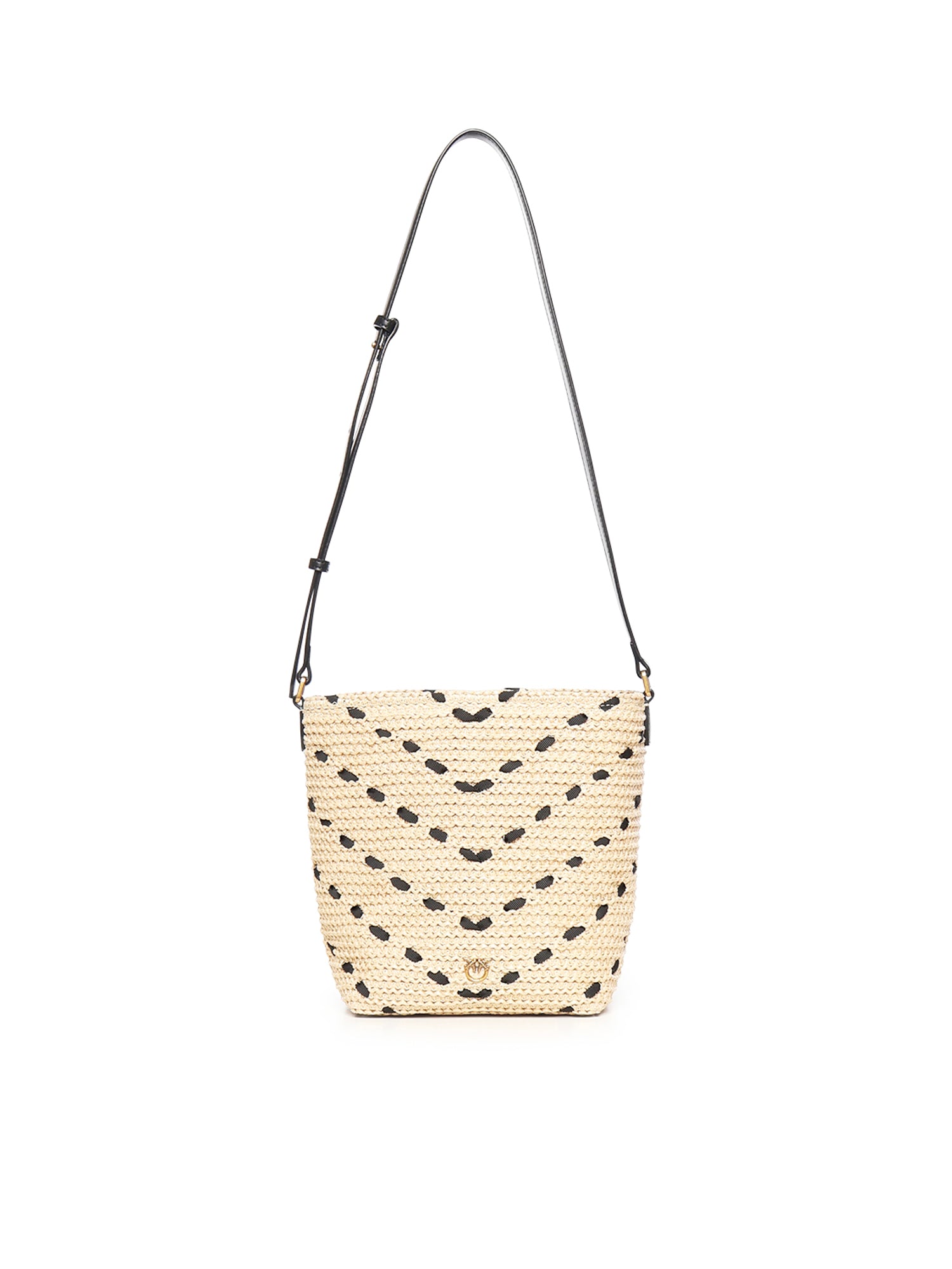 Borsa a tracolla Bucket Mini in rafia con motivo chevron 106835 A391HZ3Q PINKO 