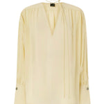Blusa con scollo a V e arricci 106846 A3B2C19 PINKO 