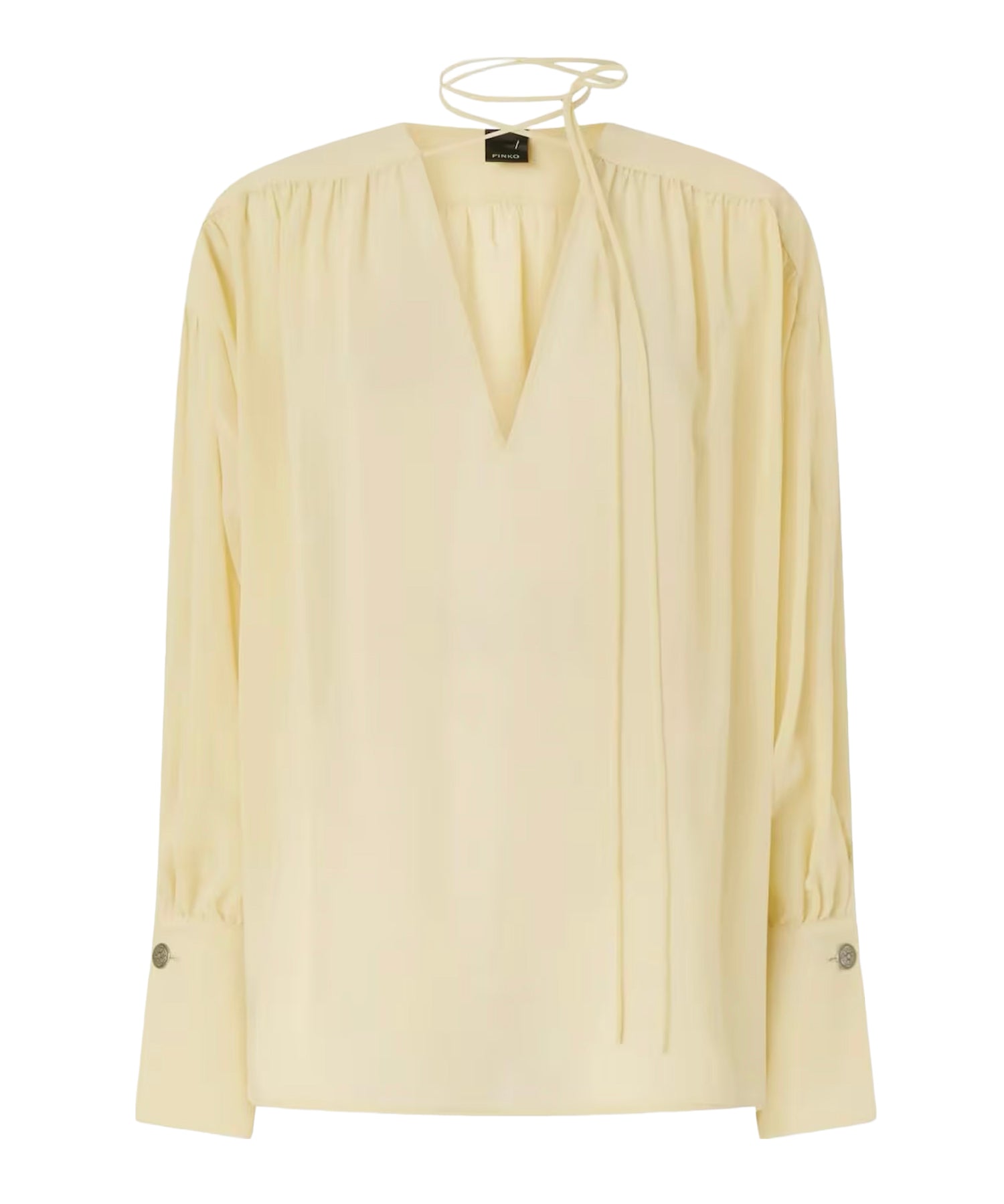 Blusa con scollo a V e arricci 106846 A3B2C19 PINKO 