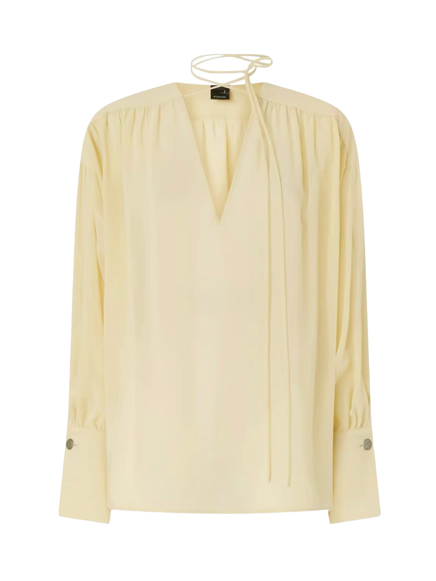 Blusa con scollo a V e arricci 106846 A3B2C19 PINKO 