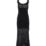 Abito midi crochet con fiori applicati 106862 A3B8Z99 PINKO 