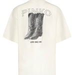 T-shirt in jersey con logo 106872 A3B3Z05 PINKO 