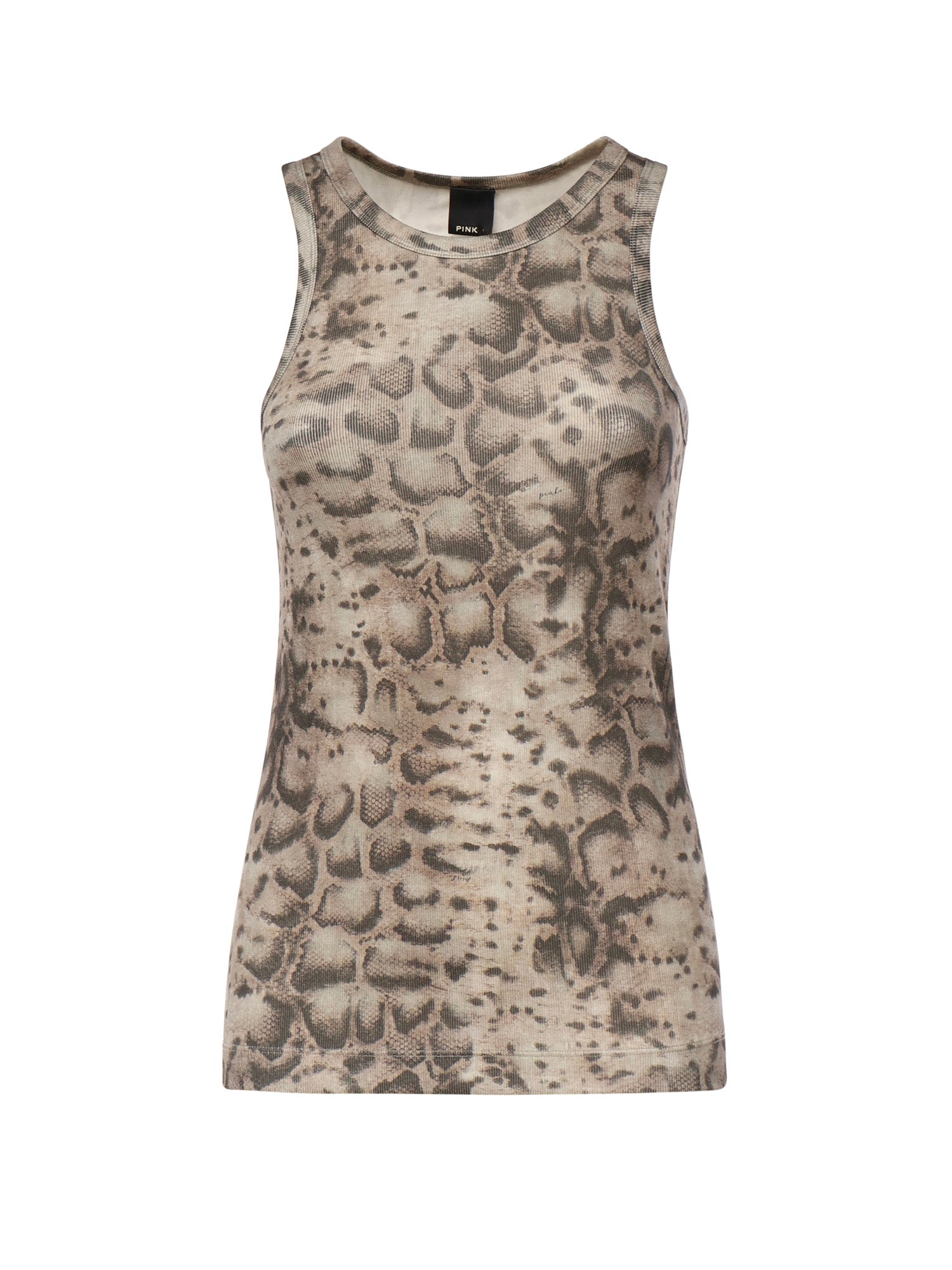 Canotta a costine con stampa snake 106919 A3DPCZ9 PINKO 