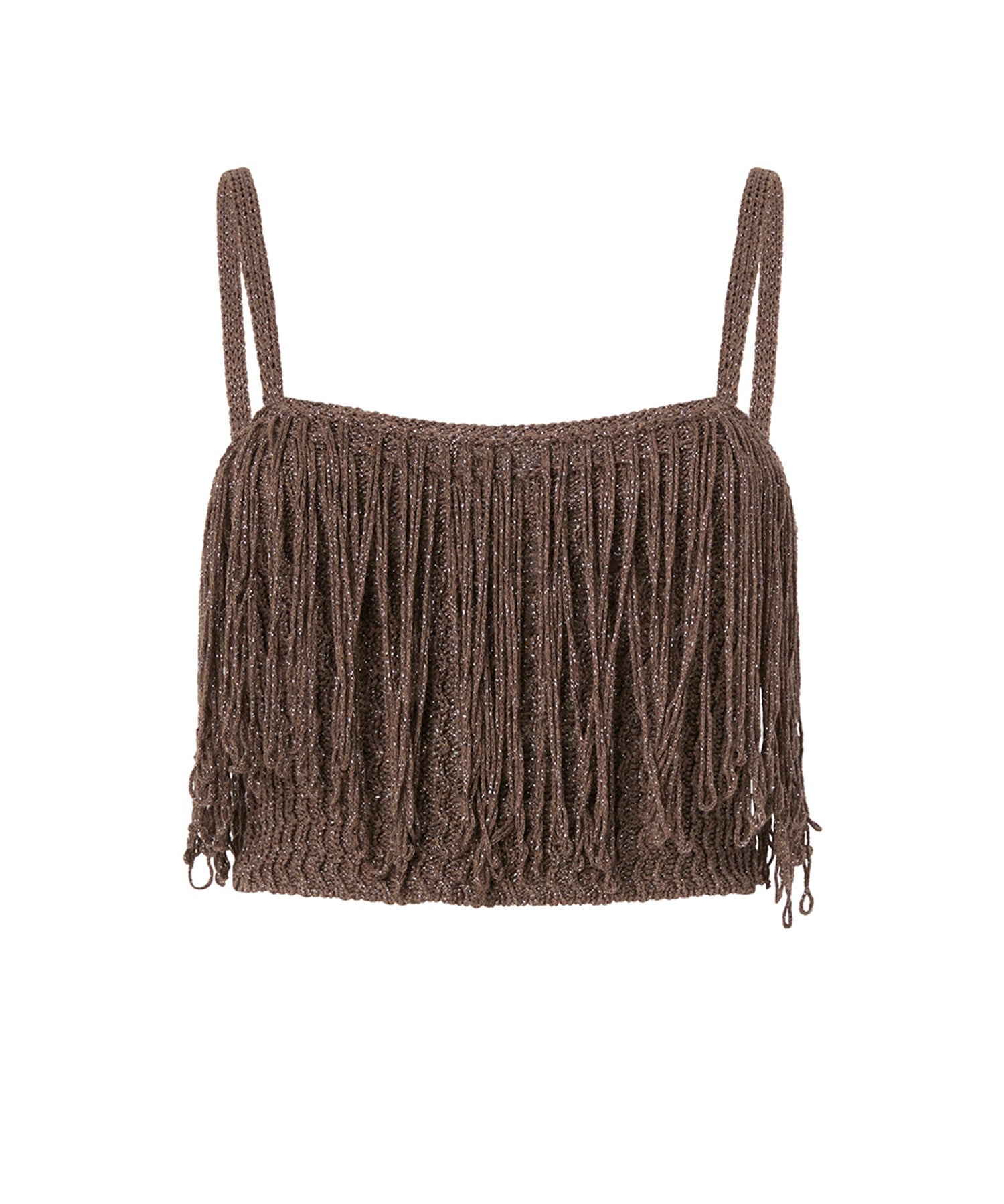 Crop top in maglia con frange 106961 A3CII69 PINKO 