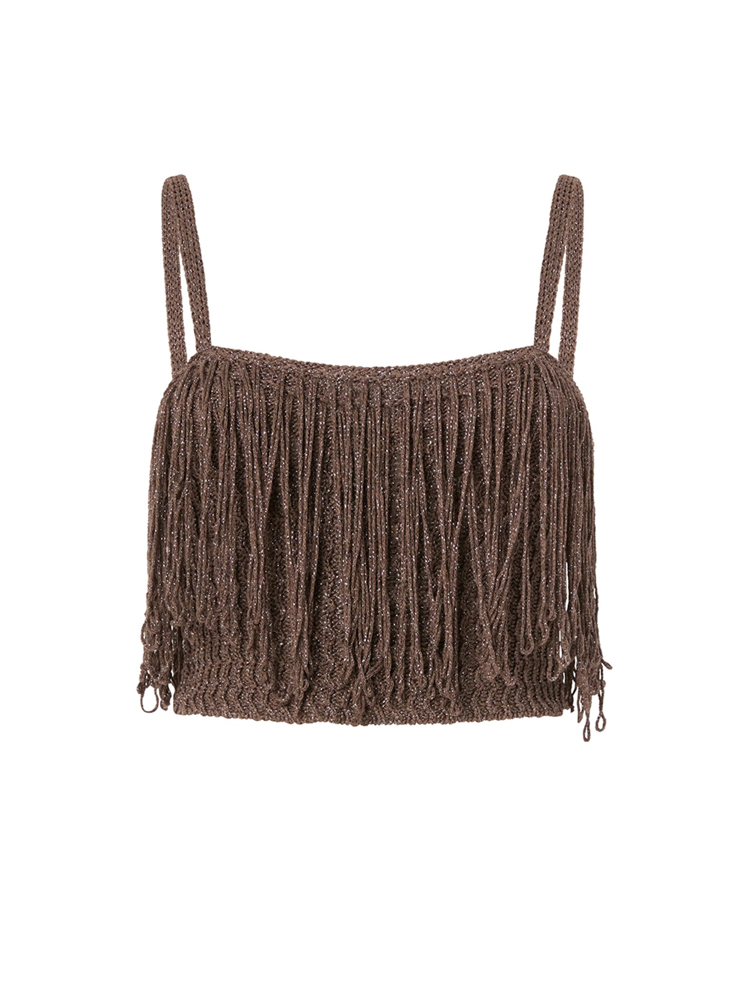 Crop top in maglia con frange 106961 A3CII69 PINKO 