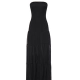 Abito lungo con top a costine e gonna a balze 107015 A3D1Z99 PINKO 