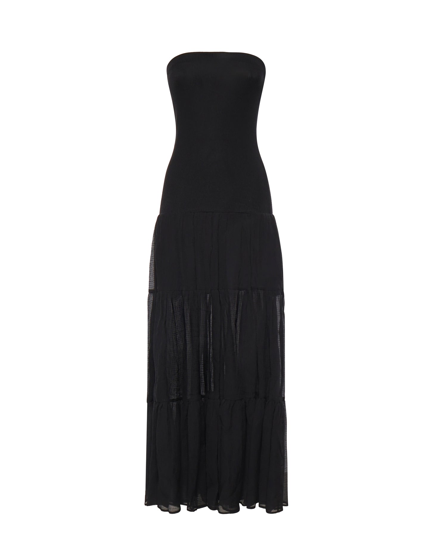 Abito lungo con top a costine e gonna a balze 107015 A3D1Z99 PINKO 