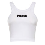 Canotta cropped con logo 107301 A3H6Z14 PINKO 