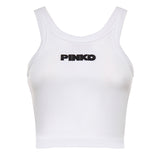 Canotta cropped con logo 107301 A3H6Z14 PINKO 