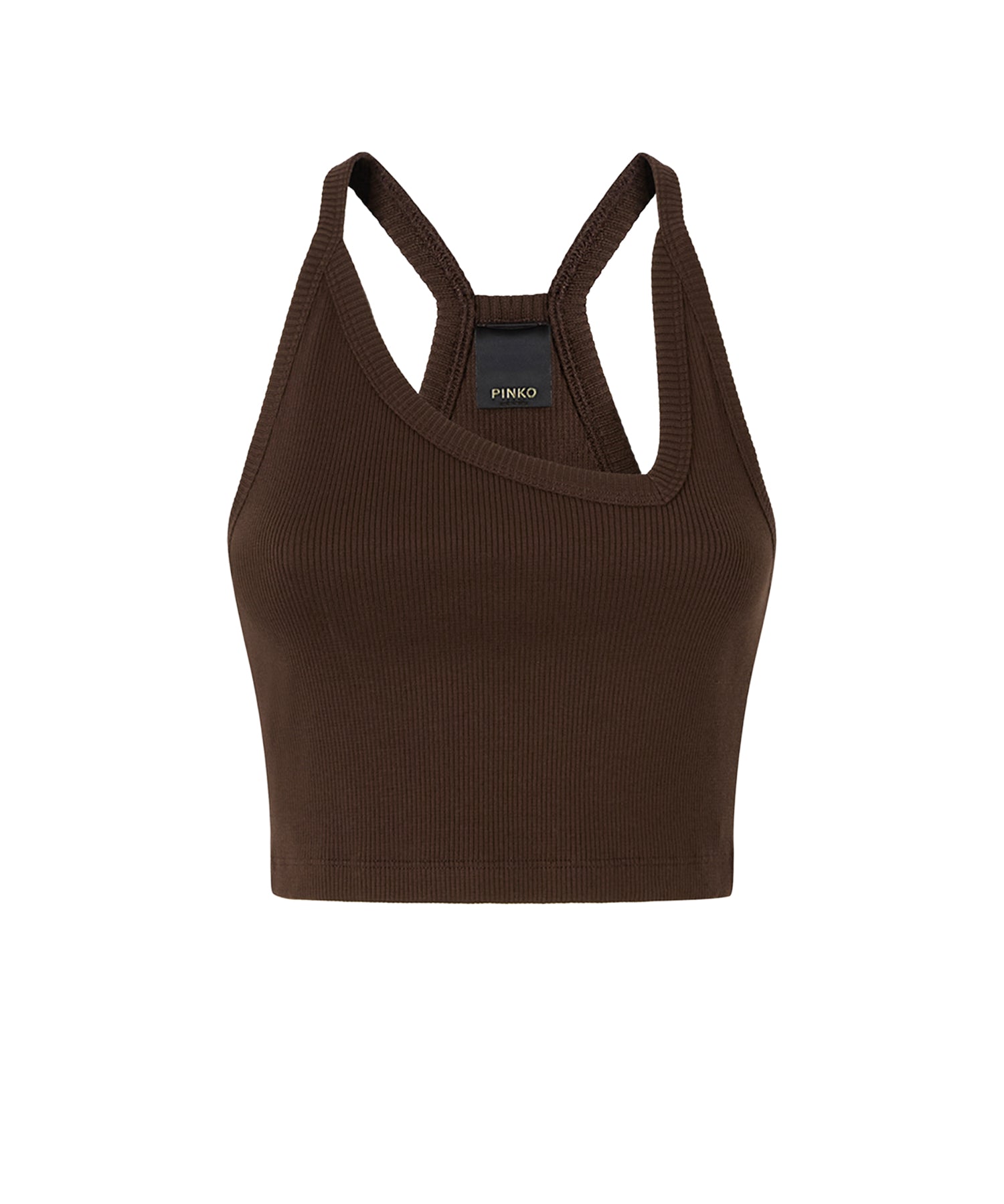 Canotta cropped con scollo asimmetrico 107304 A3IKL78 PINKO 