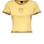 T-shirt cropped a coste con logo 107311 A3H5H47 PINKO 