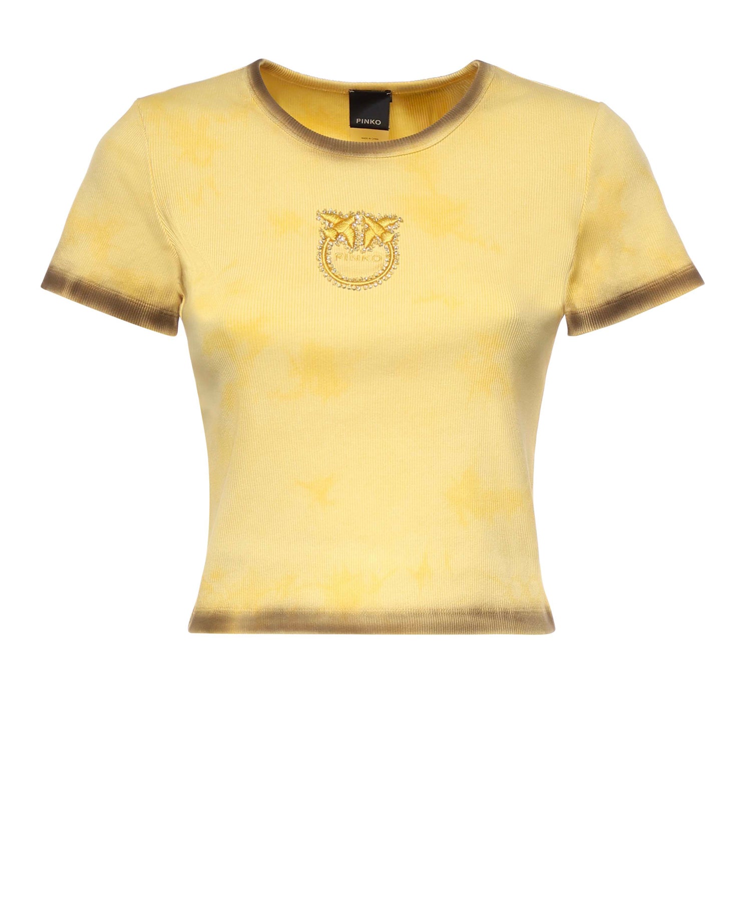 T-shirt cropped a coste con logo 107311 A3H5H47 PINKO 