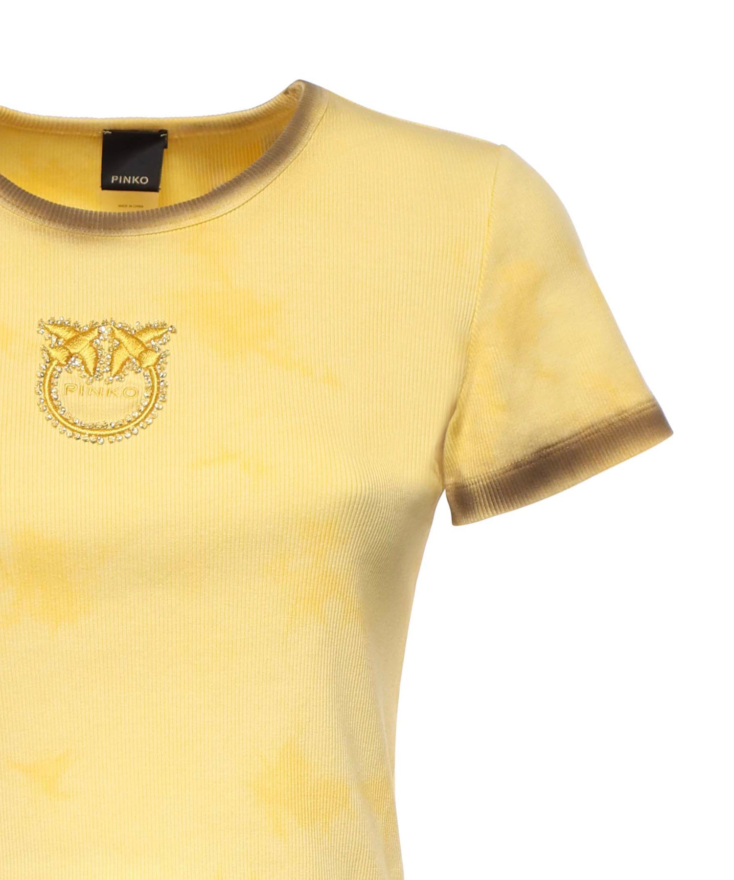 T-shirt cropped a coste con logo 107311 A3H5H47 PINKO 