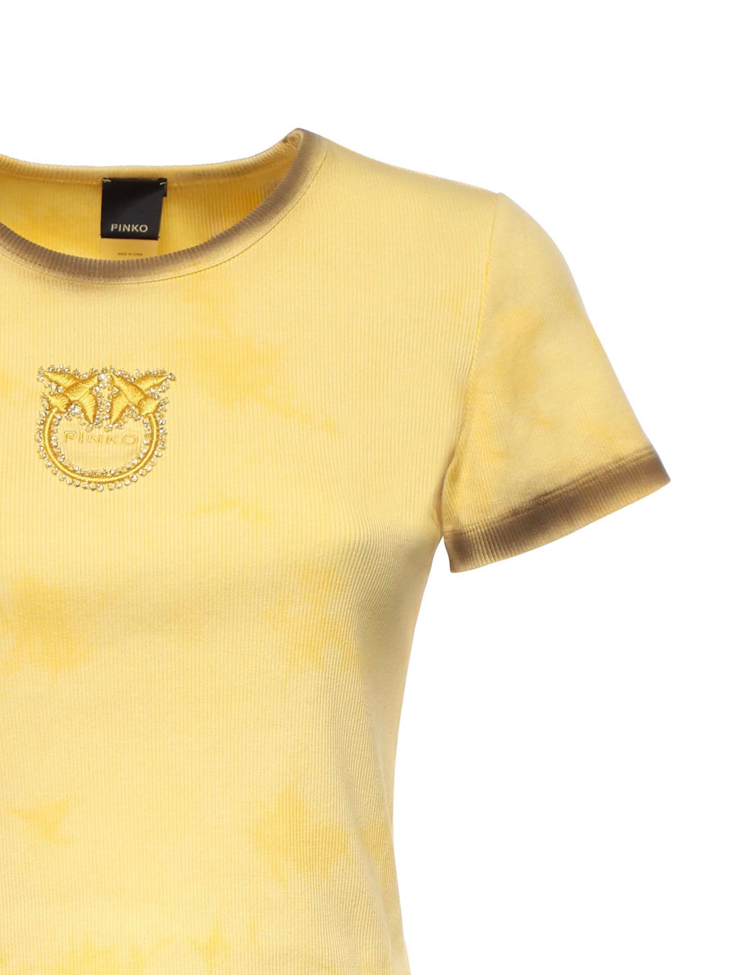 T-shirt cropped a coste con logo 107311 A3H5H47 PINKO 