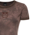 T-shirt cropped a coste con logo<BR/> 107311 A3H5L72 PINKO 