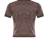 T-shirt cropped a coste con logo<BR/> 107311 A3H5L72 PINKO 