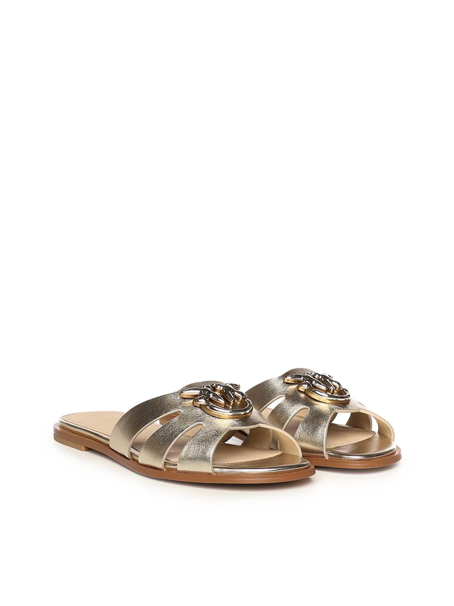 Slipper in pelle con logo SD0463 P049Z22 PINKO 