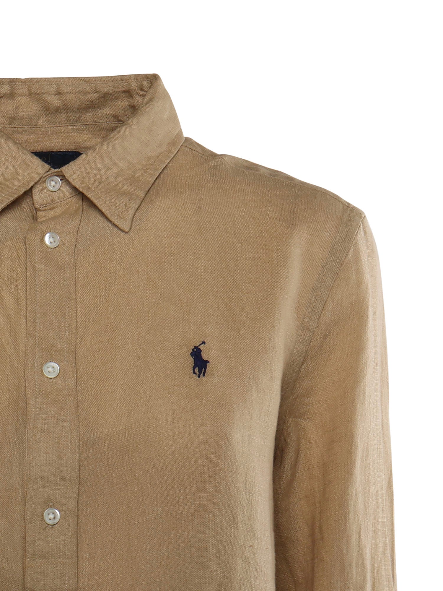 Camicia in lino con logo 211970730 506 POLO RALPH LAUREN 