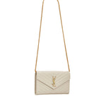 Pochette con catena Cassandre in pelle grain de poudre 377828 BOW019207 SAINT LAURENT 