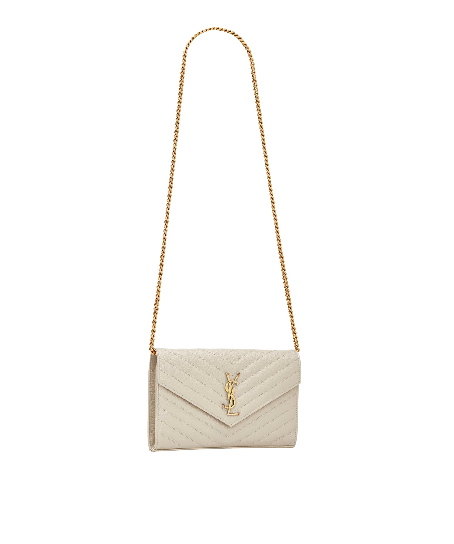 Pochette con catena Cassandre in pelle grain de poudre 377828 BOW019207 SAINT LAURENT 
