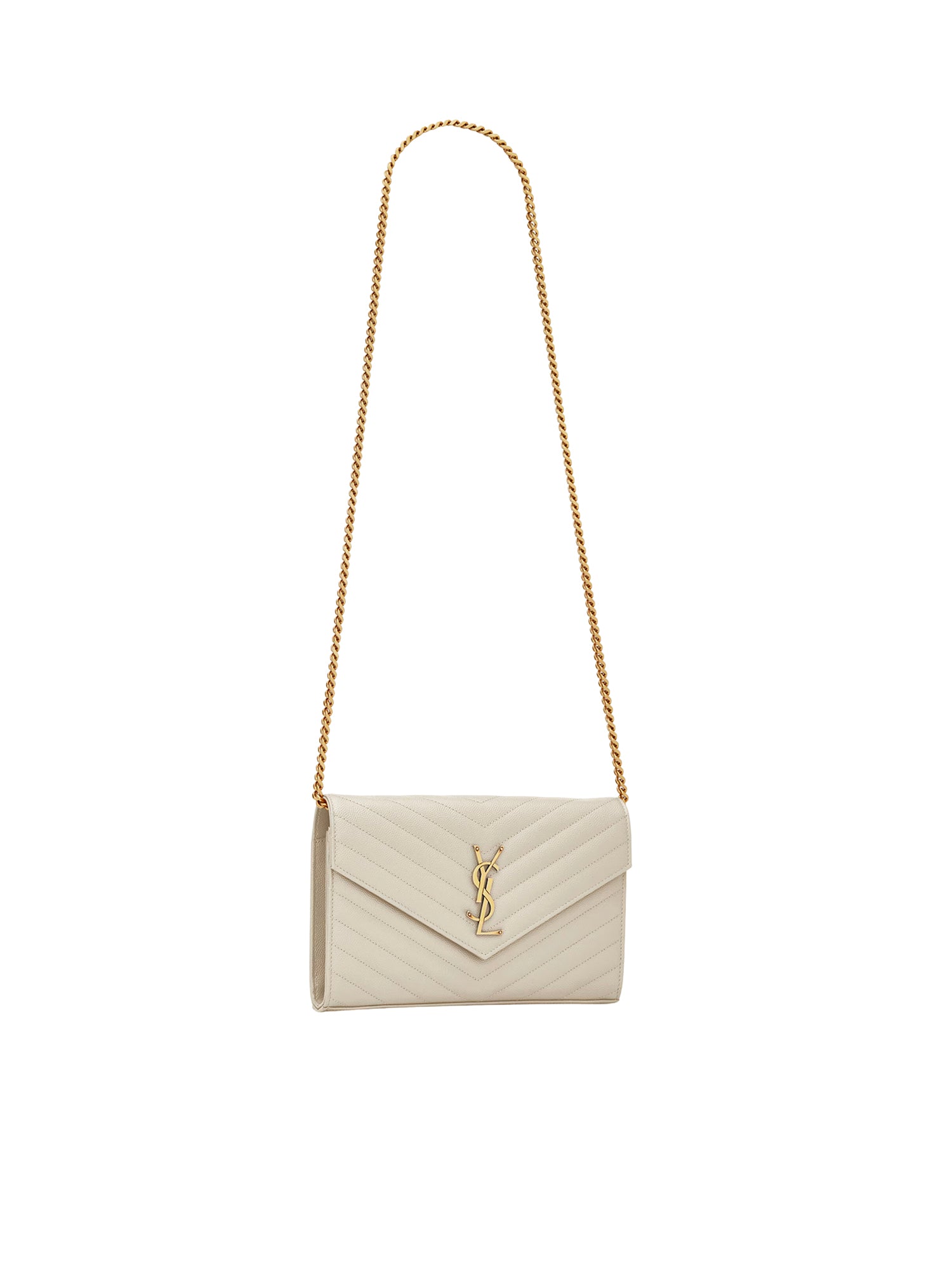 Pochette con catena Cassandre in pelle grain de poudre 377828 BOW019207 SAINT LAURENT 