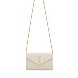 Pochette con catena Cassandre in pelle grain de poudre 377828 BOW019207 SAINT LAURENT 