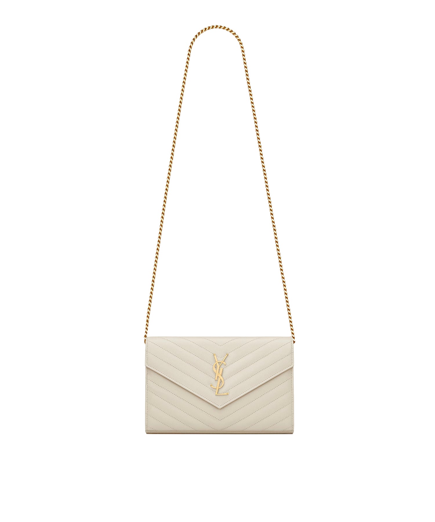 Pochette con catena Cassandre in pelle grain de poudre 377828 BOW019207 SAINT LAURENT 