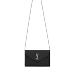 Pochette con catena Cassandre in pelle grain de poudre 377828 BOW021000 SAINT LAURENT 