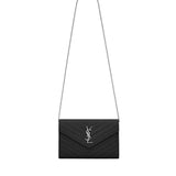 Pochette con catena Cassandre in pelle grain de poudre 377828 BOW021000 SAINT LAURENT 