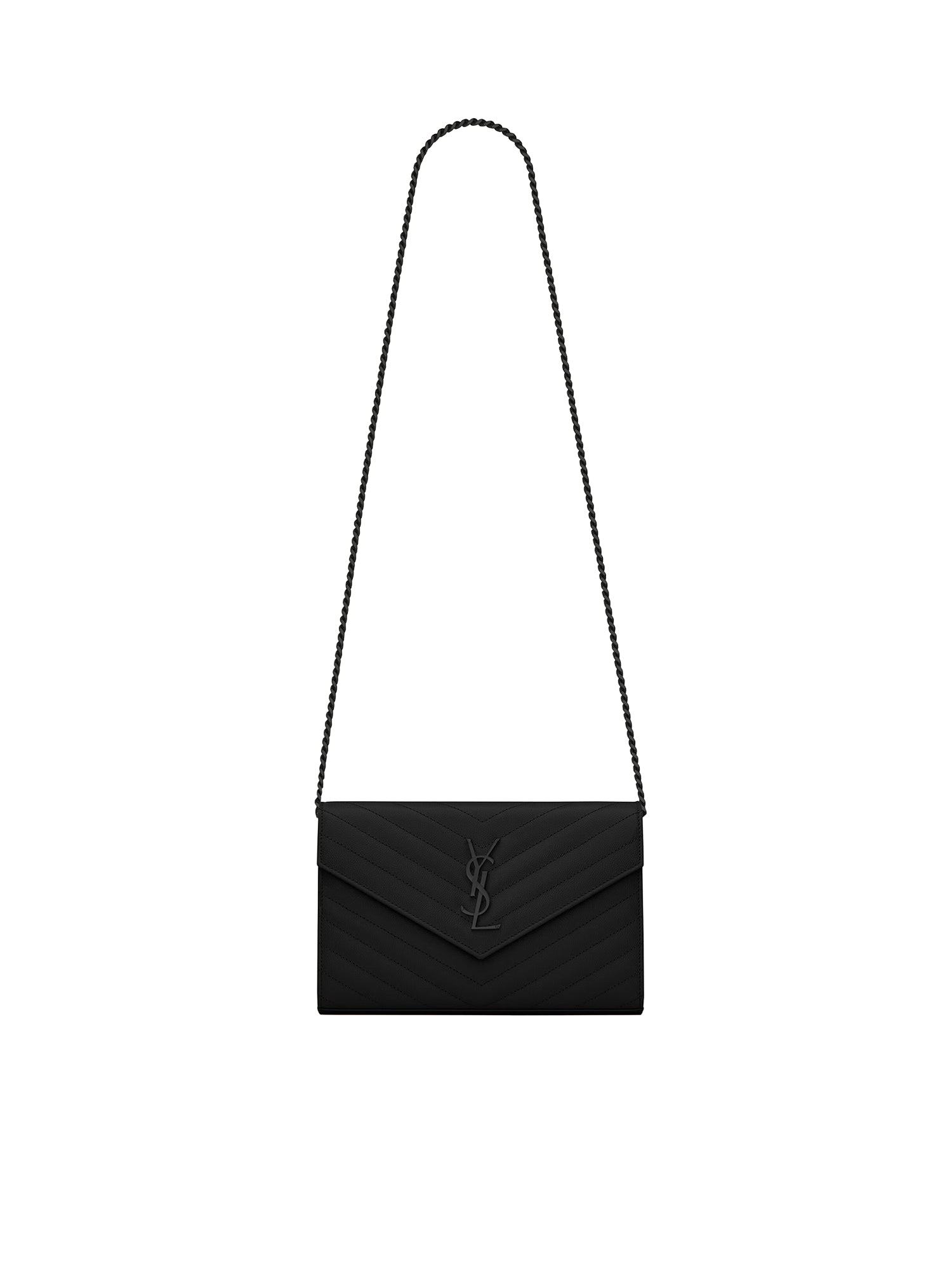 Pochette con catena Cassandre in pelle grain de poudre<BR/> 377828 BOW081000 SAINT LAURENT 