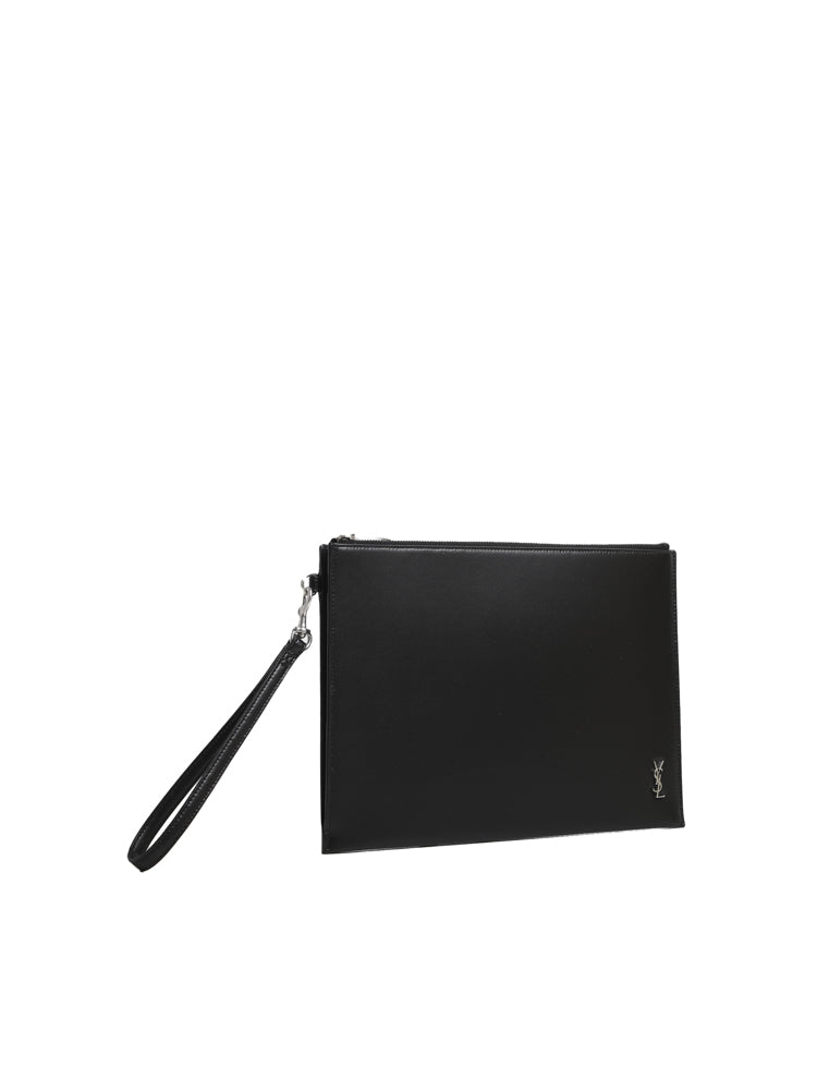 Porta tablet con logo in pelle 683827 1JB0E1000 SAINT LAURENT 