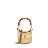 Secchiello Gaby in rafia con pelle 838591 GAAFC2791 SAINT LAURENT 